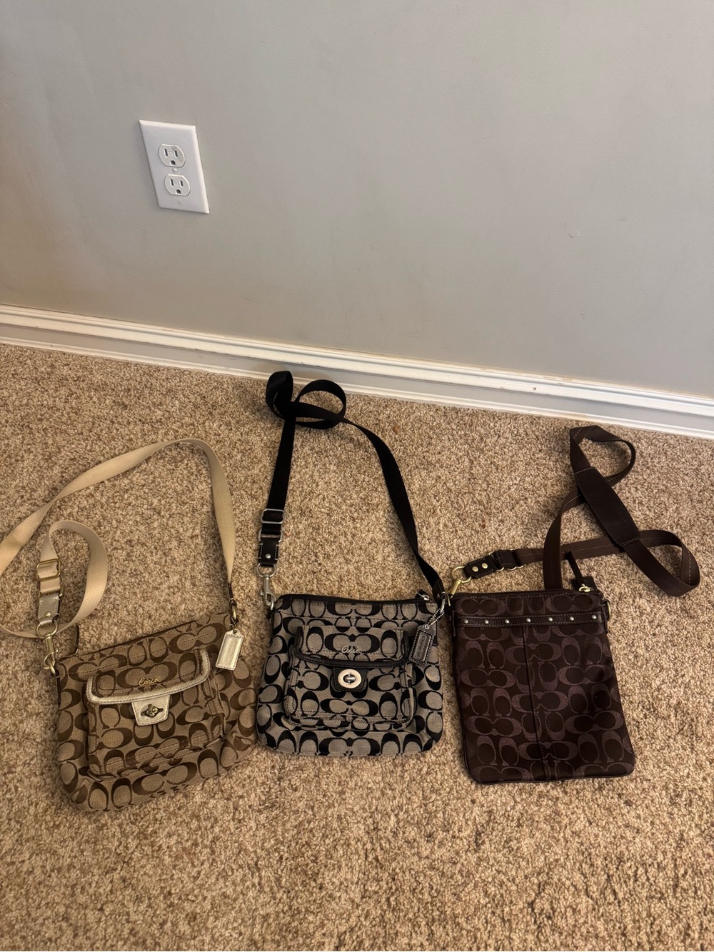3 bag bundle coach Signature Small Crossbody Bag - Brown/Tan/Black